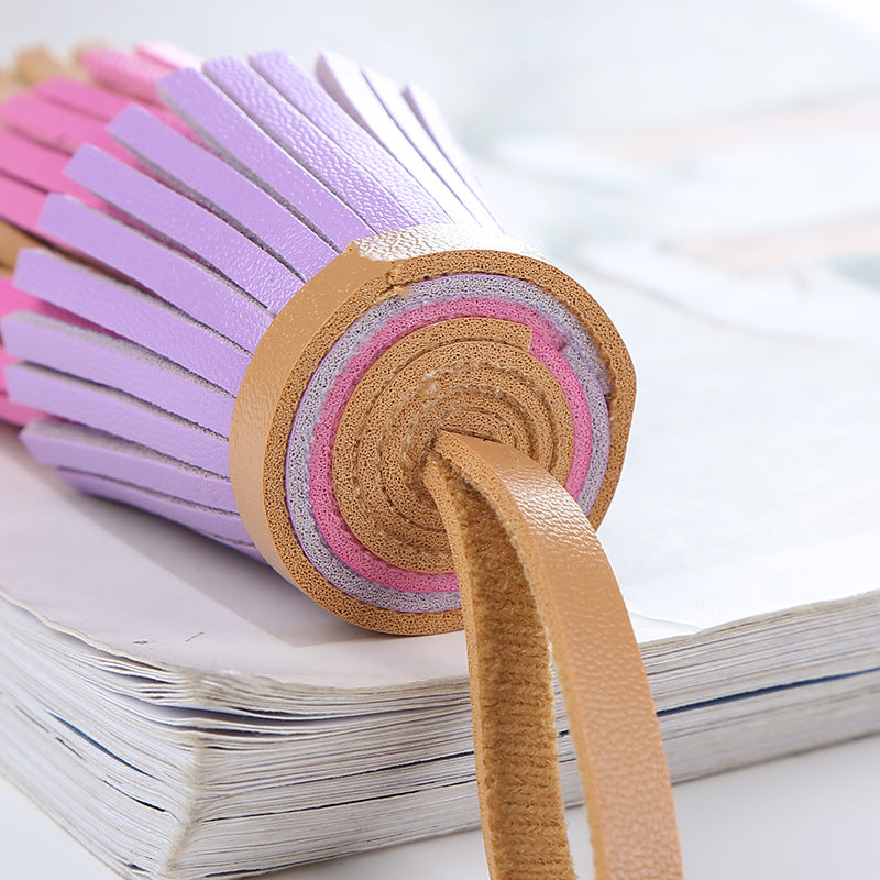 Wholesale Rainbow Tassel Color Matching PU Metal Keychain